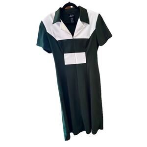 Vintage Brett Alixander Dress Sz 10 Maxi Color Block Forrest Green White 60/70’